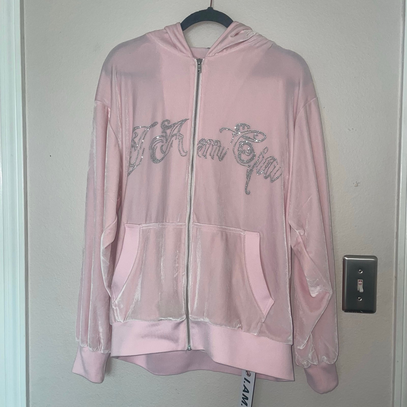 I AM GIA BABY PINK RHINESTONE TRACKSUIT