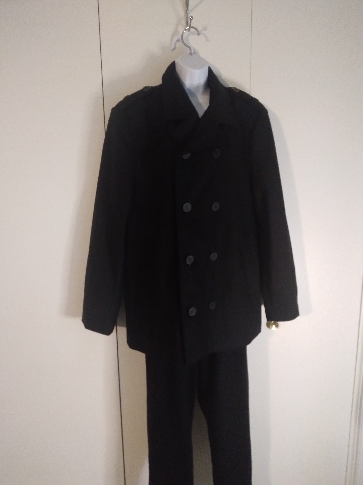 Alpine Swiss NWT women's black wool blend pea coat size Large