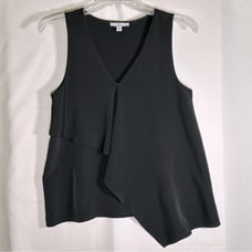 Halston Women's size XS Sleeveless Asymmetrical Flowy Soft Black Top