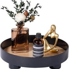 Decorative Tray Coffee Table Tray Round 12 Inch Black
