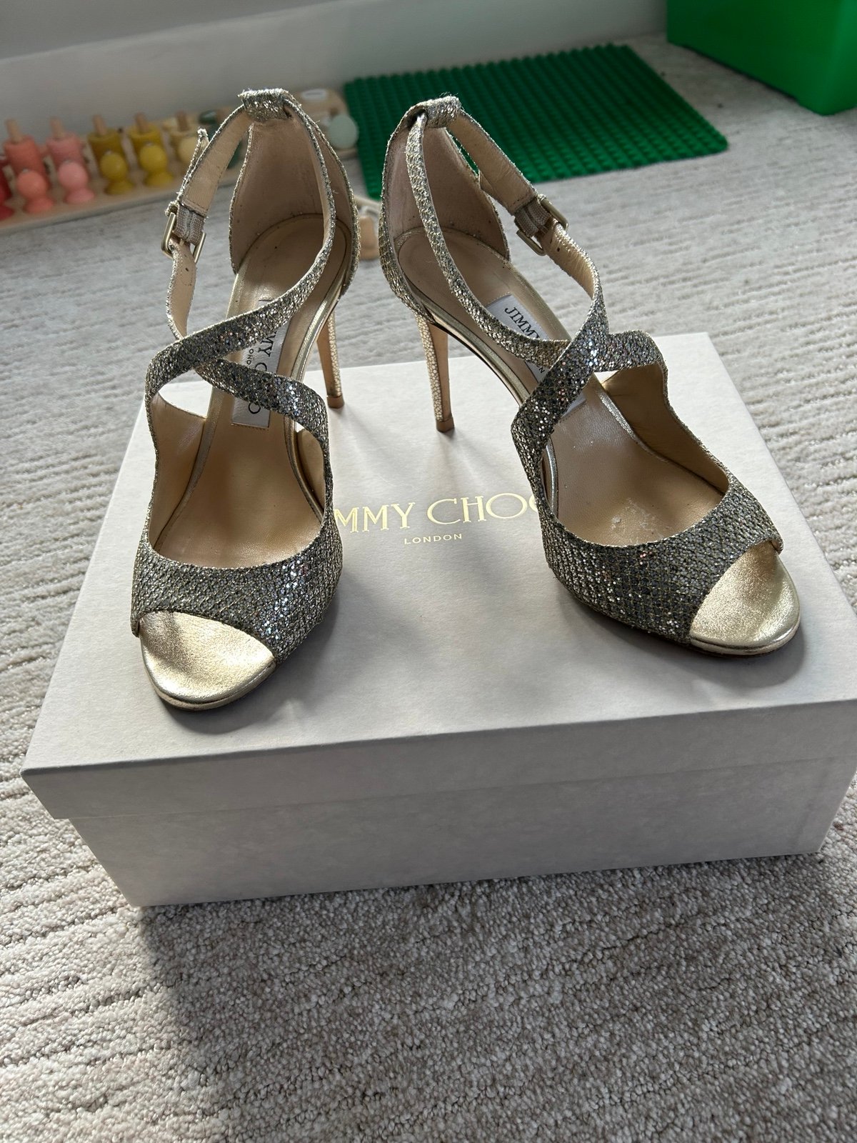 Jimmy choo Emily 85 champagne sandal heels 37