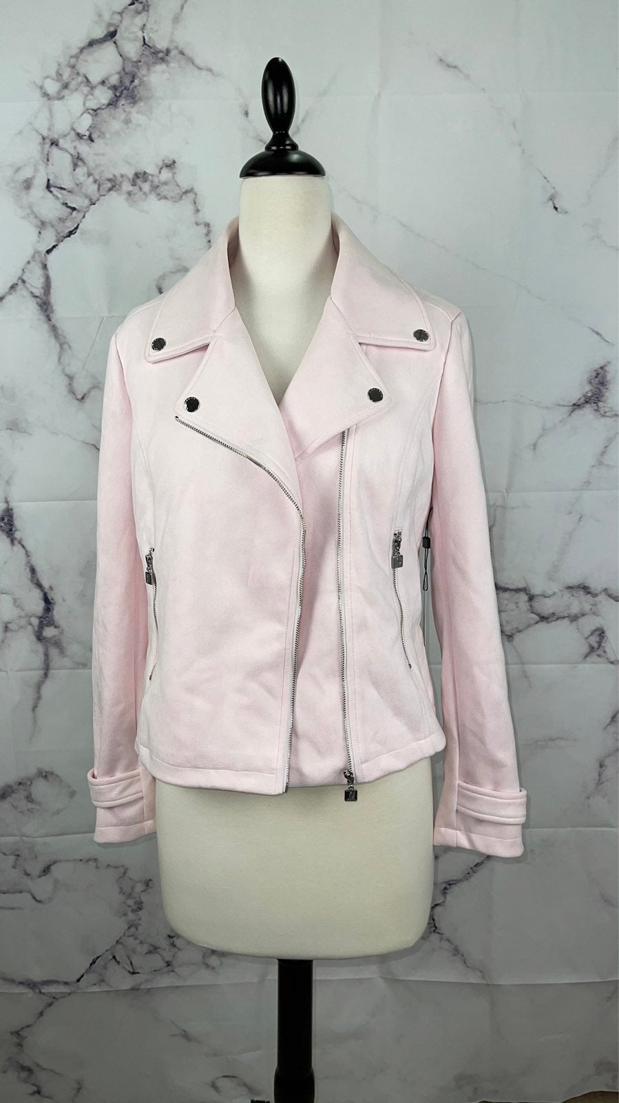 Pink micro Suede Moto Jacket