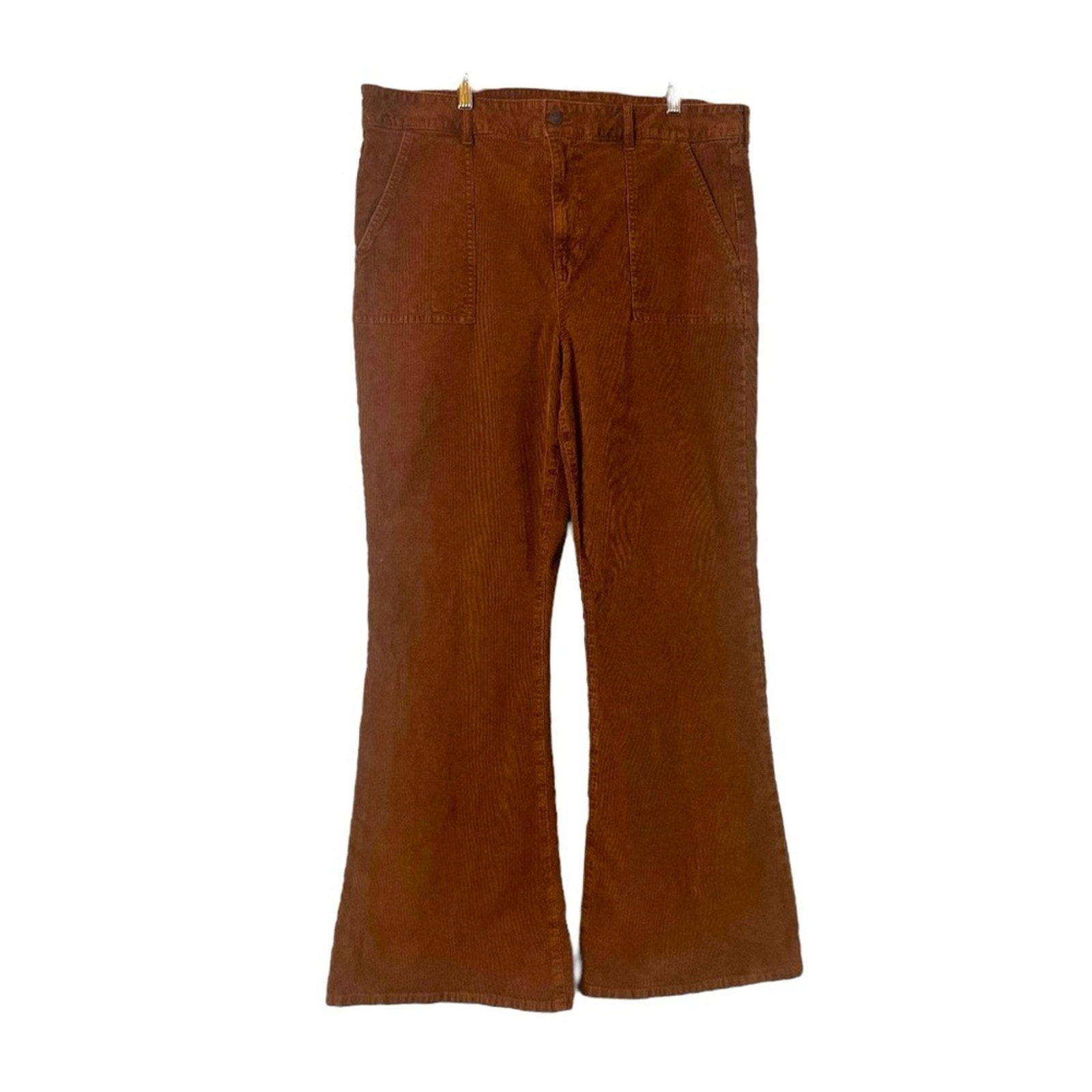 American Eagle Brown Corduroy Jeans Wide Flare Leg High Rise Women’s Size 18