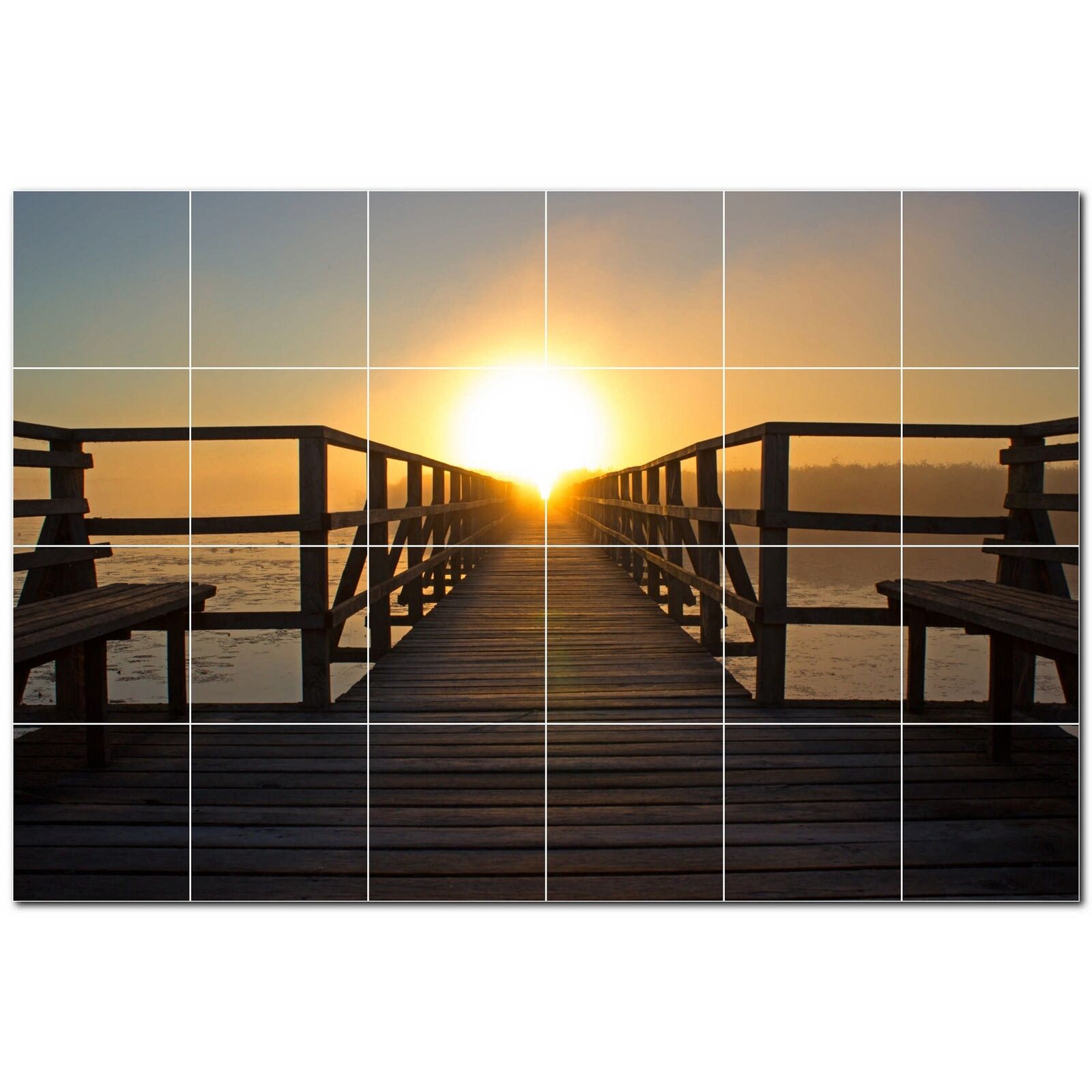 Bridge Ceramic Tile Wall Mural PT500264. 72 W x 48 H (24) 12x12 tiles