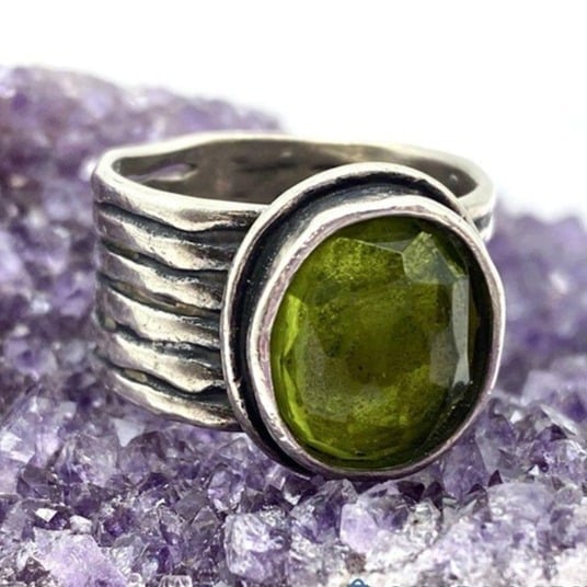 Silpada Sterling Silver & Green Quartz Ring, Sz 6 3/4 R1463