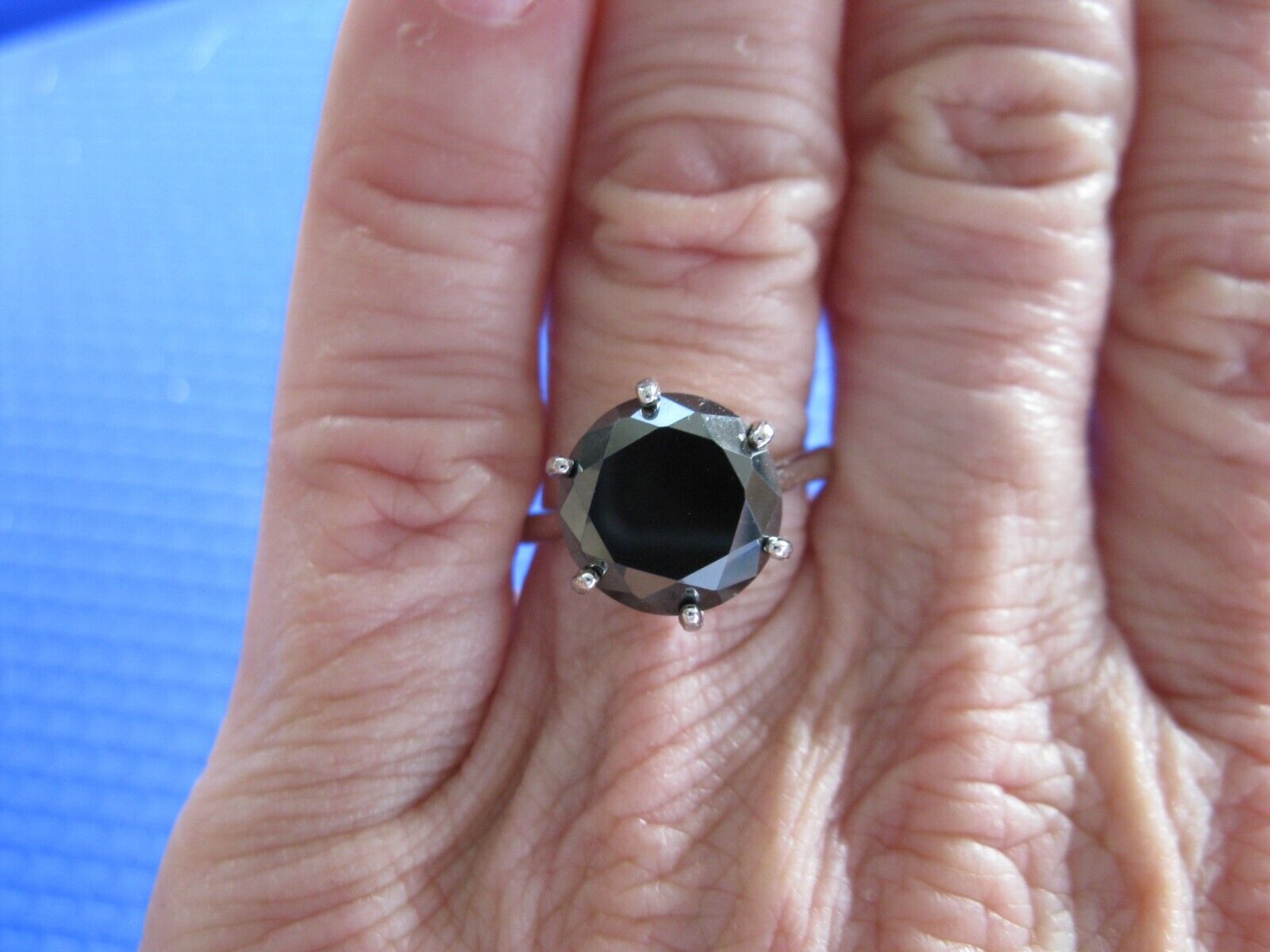 4.75ct 100% REAL NATURAL BLACK DIAMOND RING, CERTIFICATE,FR EE DIA TESTER Size 6