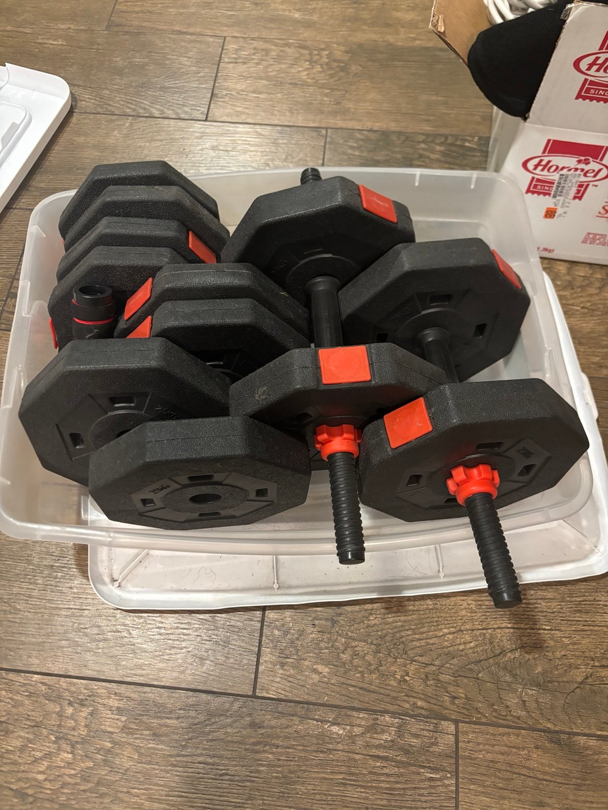 Brand new full set of weights turns into dumbbells and and bar