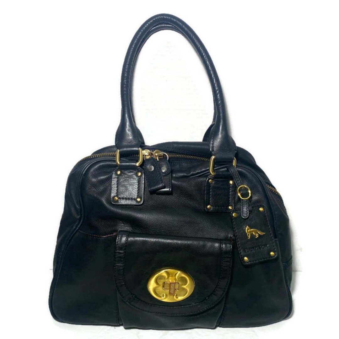 Emma Fox Satchel Bag With Turn Lock Front Pocket - Black