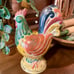 12” RUSTIC, STONEWARE ROOSTER FEATURING A BEAUTIFUL DISPLAY OF COLOR.