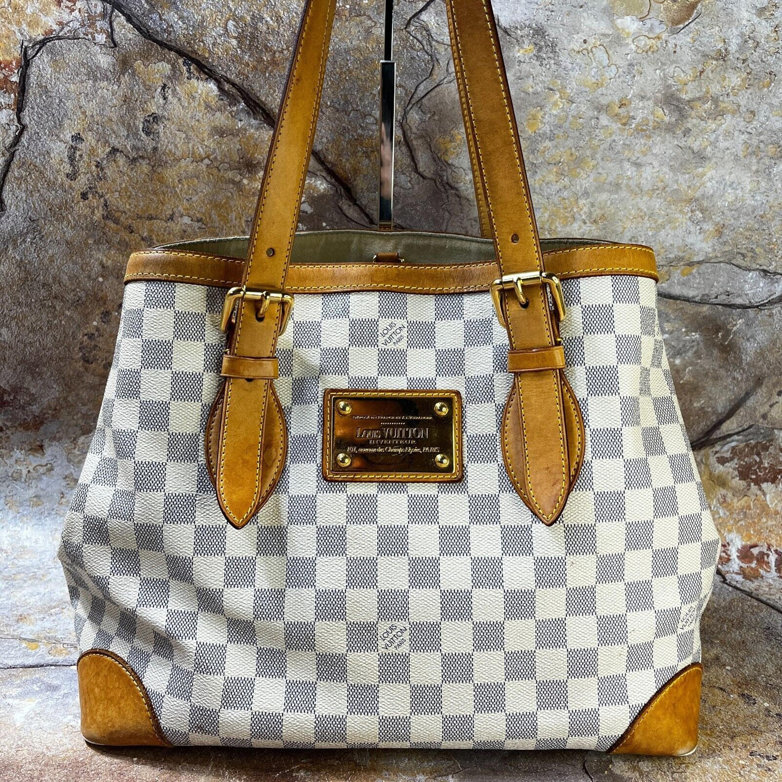 Louis Vuitton Hampstead MM Tote Bag Damier Azur Ebene Shoulder Bag