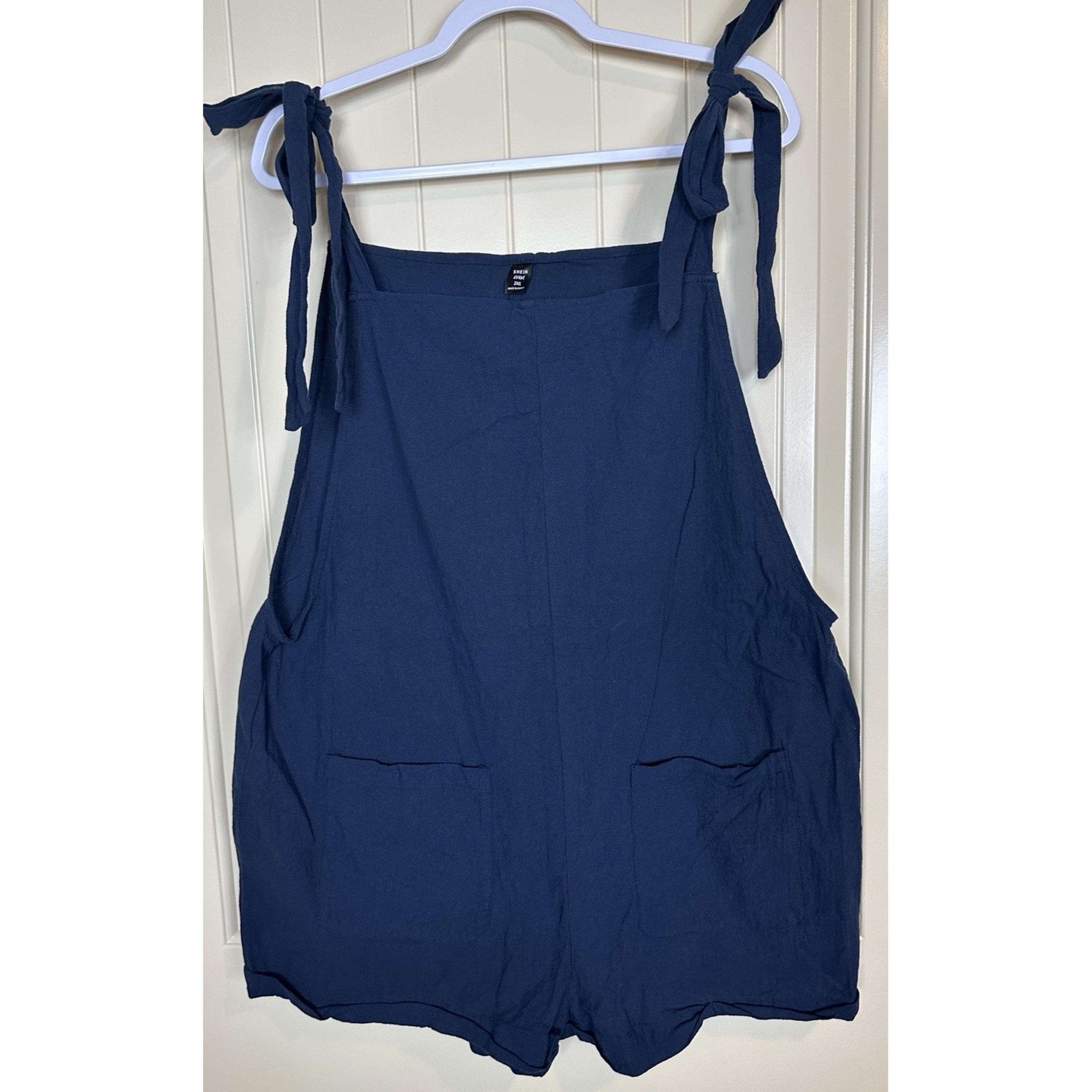 Shein 100% cotton navy blue shorts jumpsuit one piece romper, sz 2X
