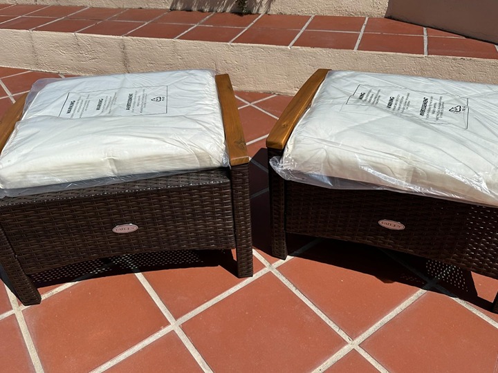NEW 2 Piece Patio Rattan Ottomans