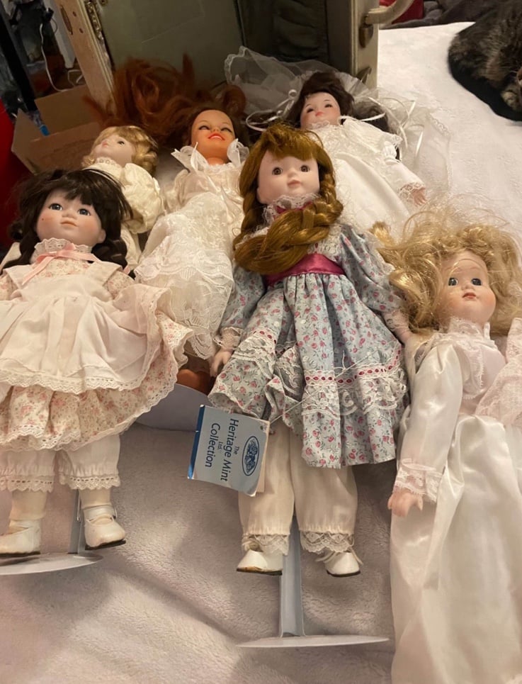 Halloween Lot #1 of 8 creepy Porcelain dolls from Haunted/Paranormal Hotel