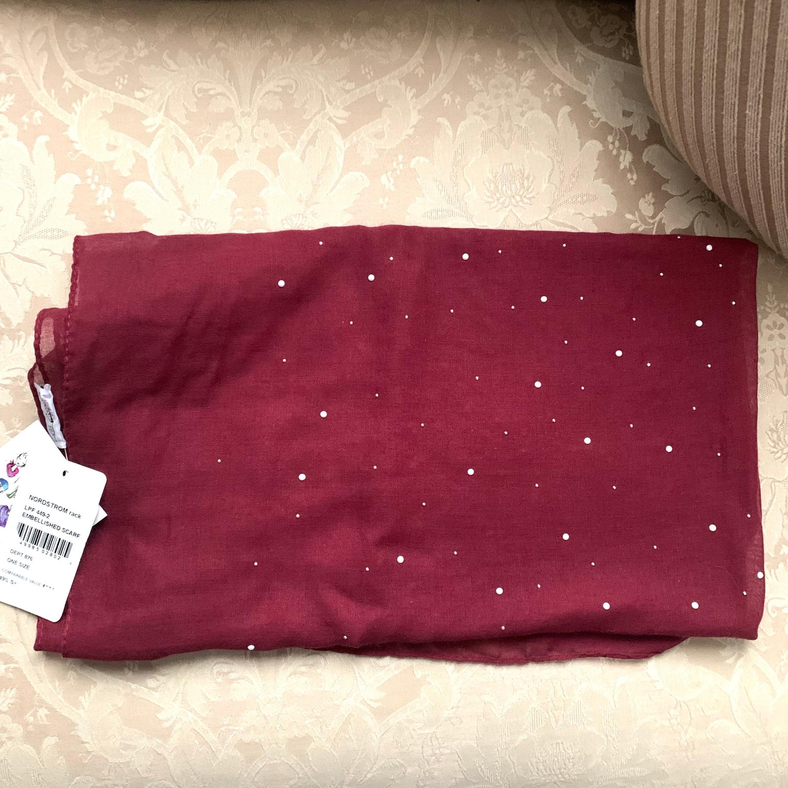 Lulla Collection by Bindya 8 Ways Embellished Beaded Scarf in Wine Red
