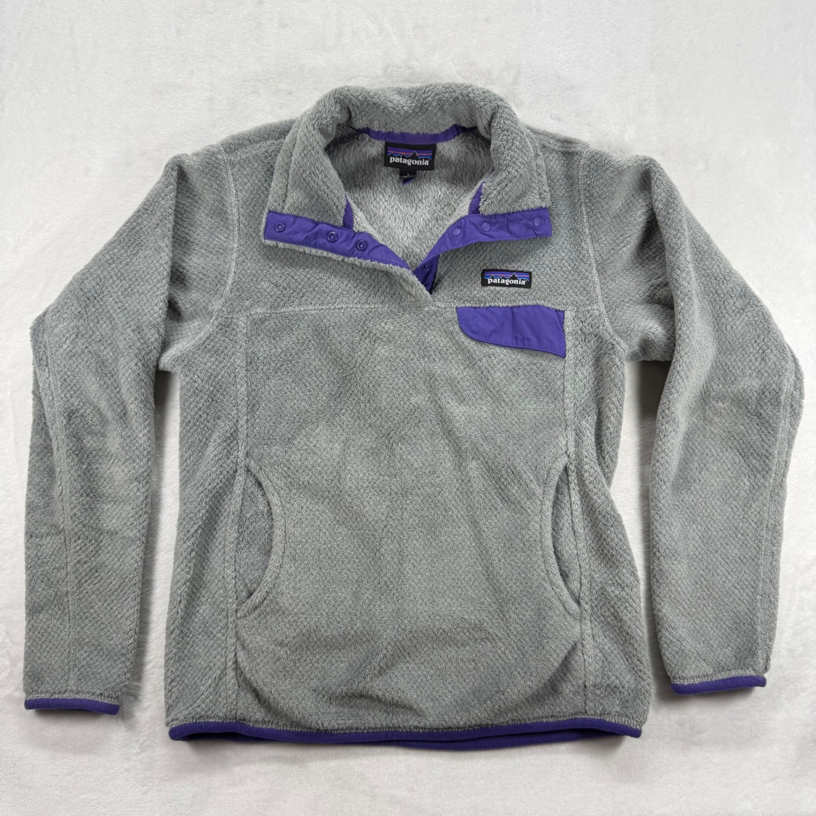 Patagonia Fleece Re-Tool Snap-T Pullover Gray Purple Polartec Thermal Pro S
