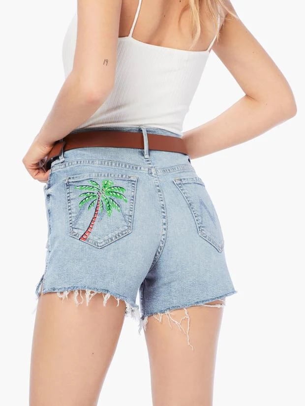 Mother High Waisted Rascal Slit Fray Shorts