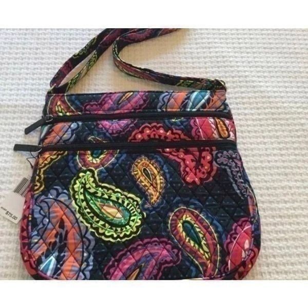 Vera Bradley Trio Zip Crossbody Hipster Twilight Paisley.