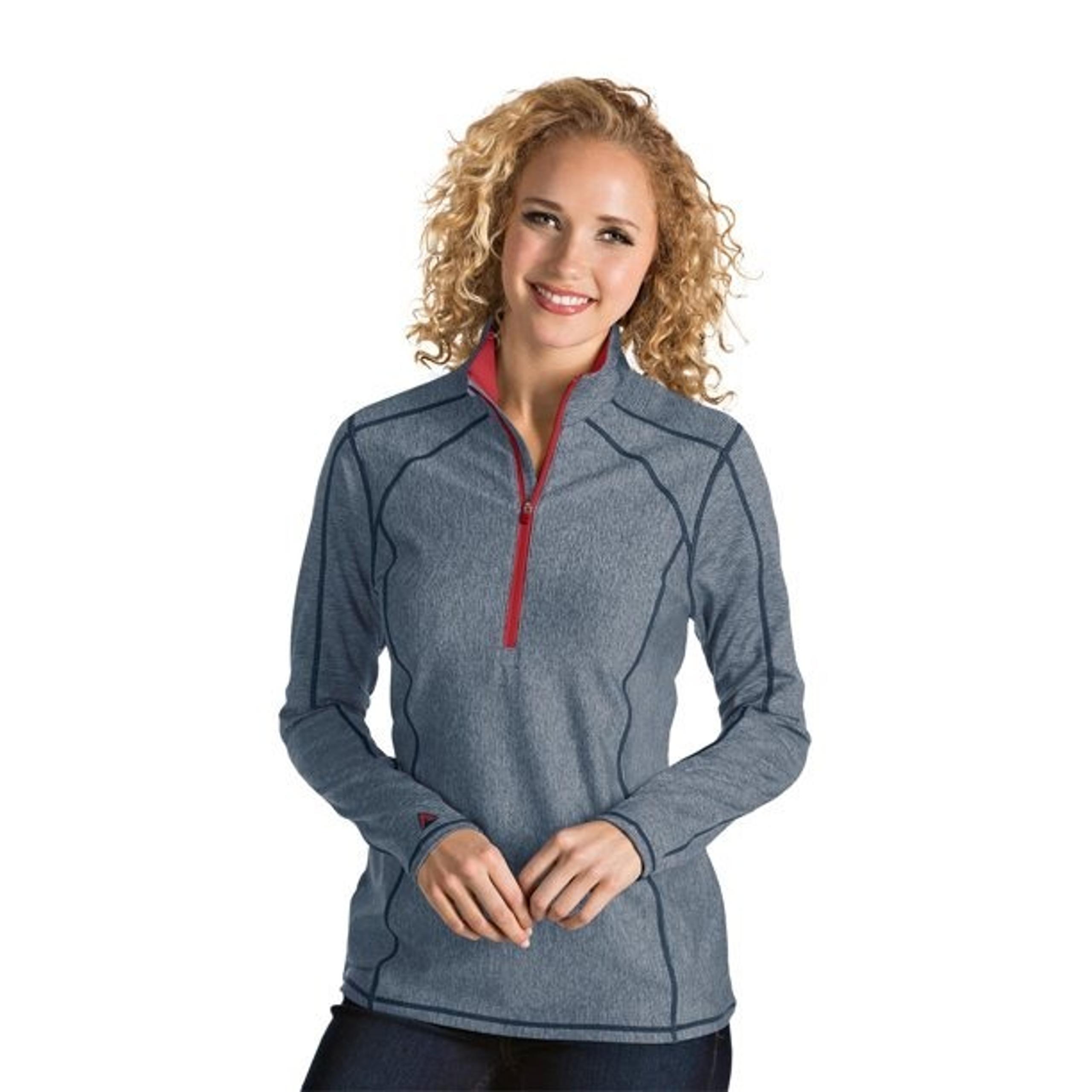 Antigua Tempo 1/4 Zip Golf Pullover Navy Heather Wellesley CC Logo Women’s Small
