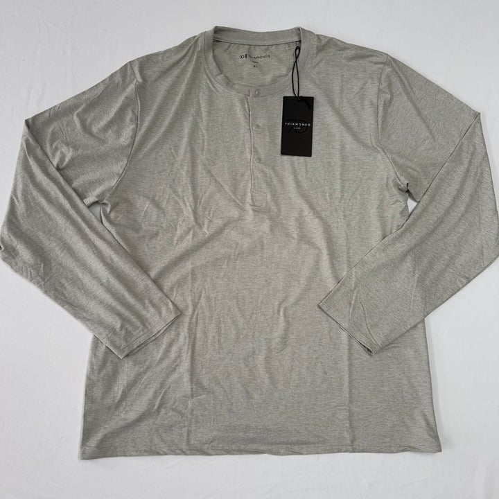 7 Diamonds Core Henley Long Sleeve Shirt Mens XL Gray 7D Snap Button New NWT