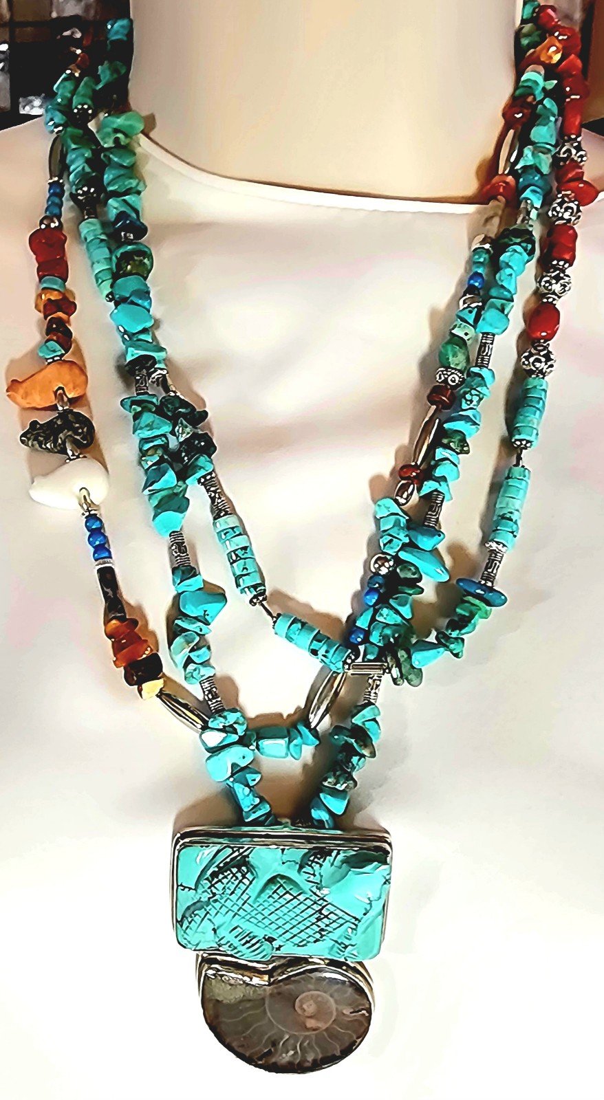 925 Multigem, Multistrand Turquoise Necklace