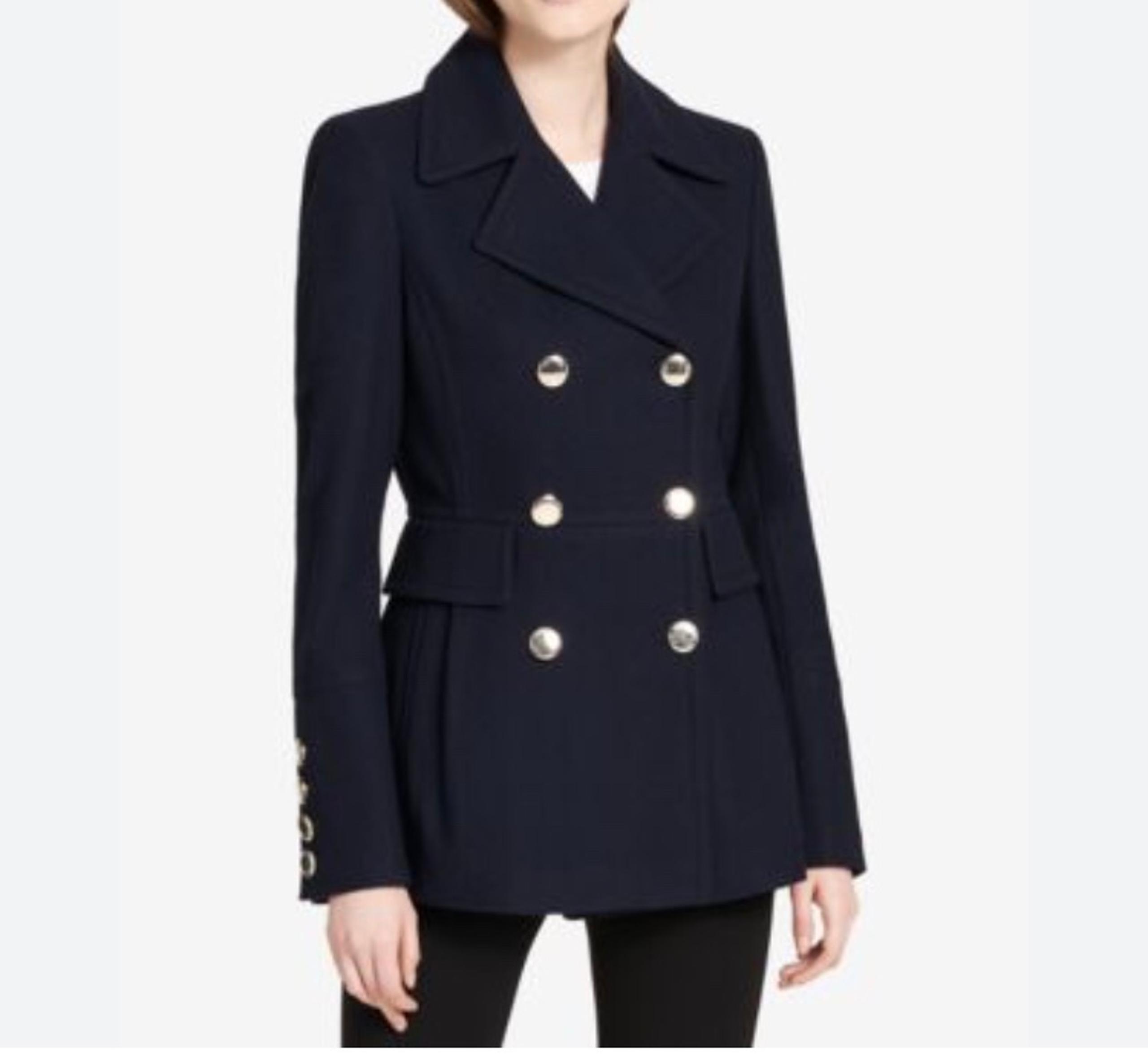 Calvin Klein Women's Double-Breasted Navy Peacoat Jacket 4