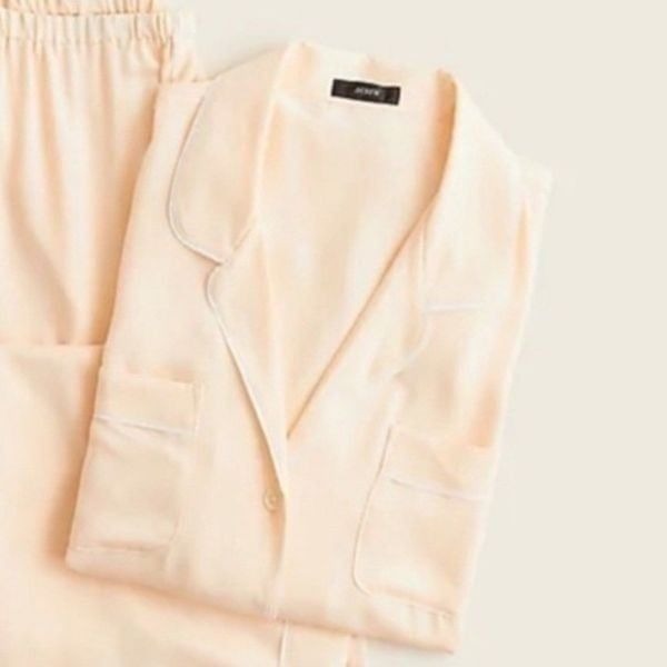 J. Crew Easy Luxe Eco Satin Long sleeve Pajama Top in Palest Peach