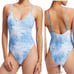 NWT Good American ALWAYS FITS ONE PIECE SWIMSUIT RIBBED BLUE INDIGO TIE Dye