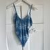 NWT Good American ALWAYS FITS ONE PIECE SWIMSUIT RIBBED BLUE INDIGO TIE Dye
