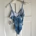 NWT Good American ALWAYS FITS ONE PIECE SWIMSUIT RIBBED BLUE INDIGO TIE Dye