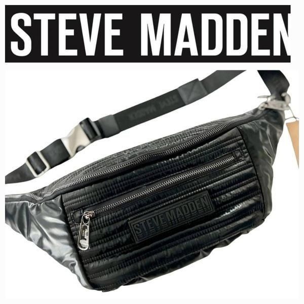 Steve Madden Metallic Puffer Sling- Black/Gunmetal