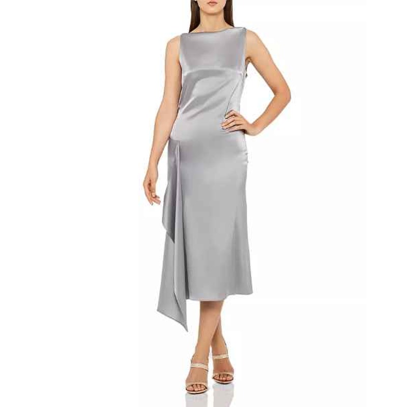 Bloomingdale's Reiss Silver Seren Draped Satin Dress