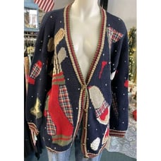 BellePointe Large Ramie Golf Club Chic GOLF Theme Ugly Sweater Cardigan