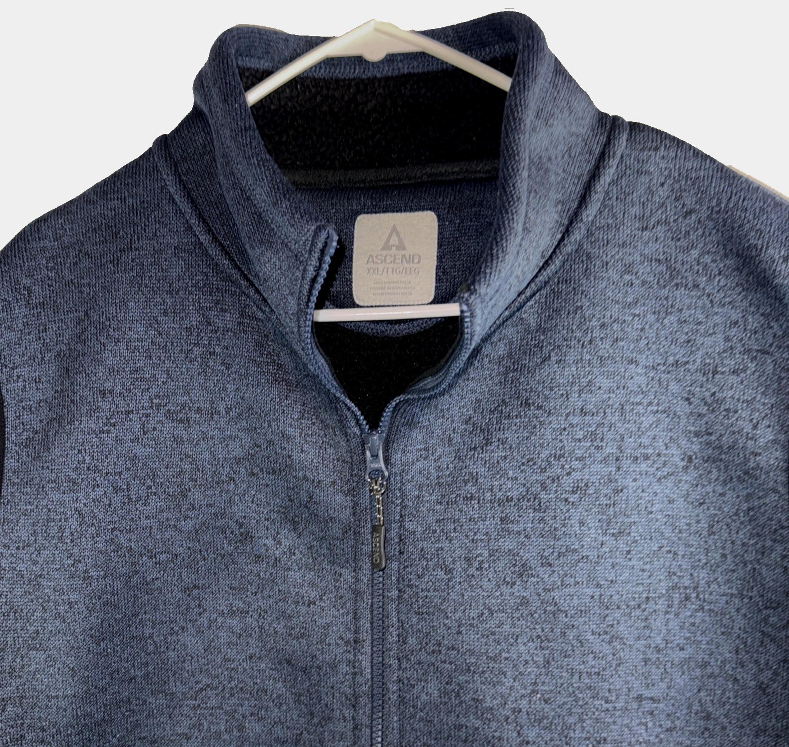 Ascend Vest Mens 2X-Large Blue 2XL XXL Full Zip Knit Fall Casual Hiking Pockets