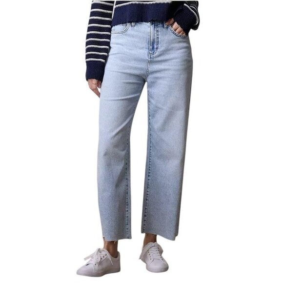 LC Lauren Conrad Womens Super High Rise Raw Hem Wide Leg Jeans Sz 16 NWT