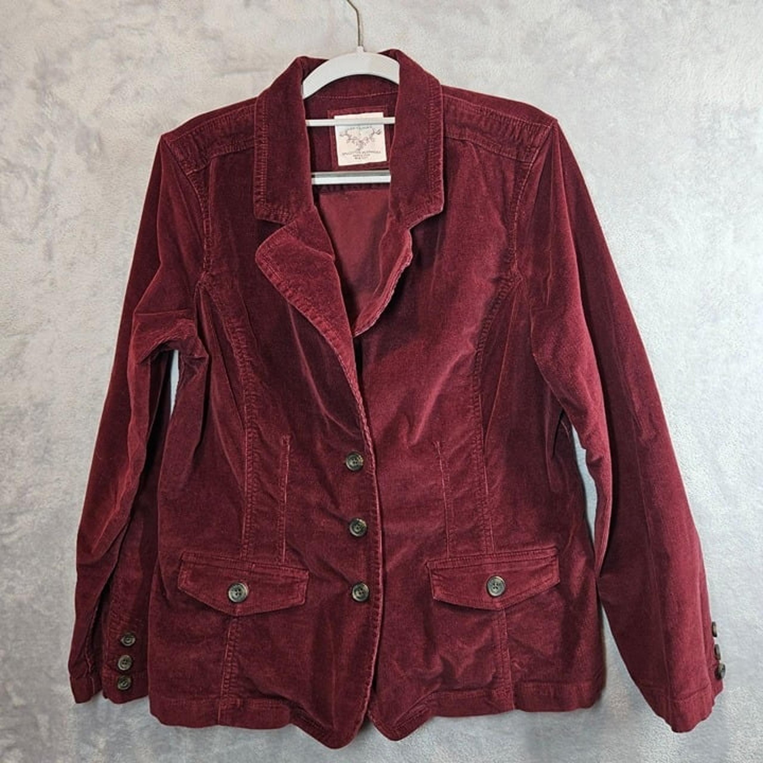 Sonoma Burgundy Corduroy Blazer Womens Size M career office casual retro