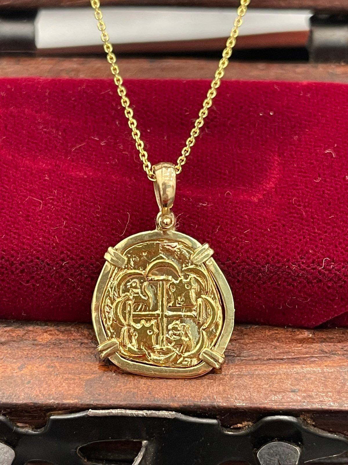 14k gold atocha coin necklace