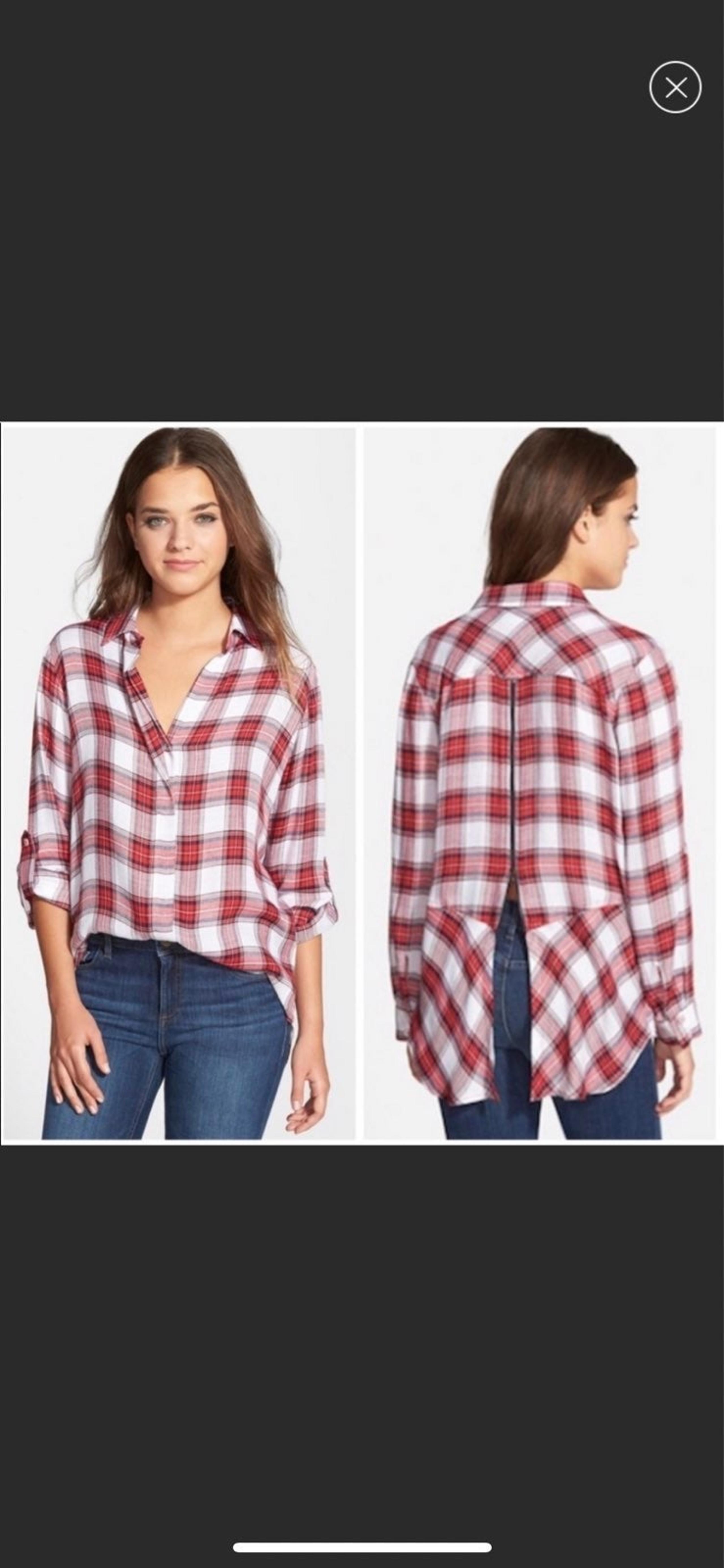 SAM EDELMAN Red White Plaid Button Down Shirt