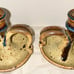 Handmade Art Pottery Candle Stick Holder With Handle Unsigned ~ Pair