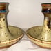 Handmade Art Pottery Candle Stick Holder With Handle Unsigned ~ Pair