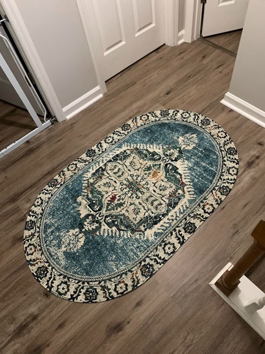 Small Rug 2'x3', Washable Persian Distressed Doormat Faux Wool Bohemian Oval