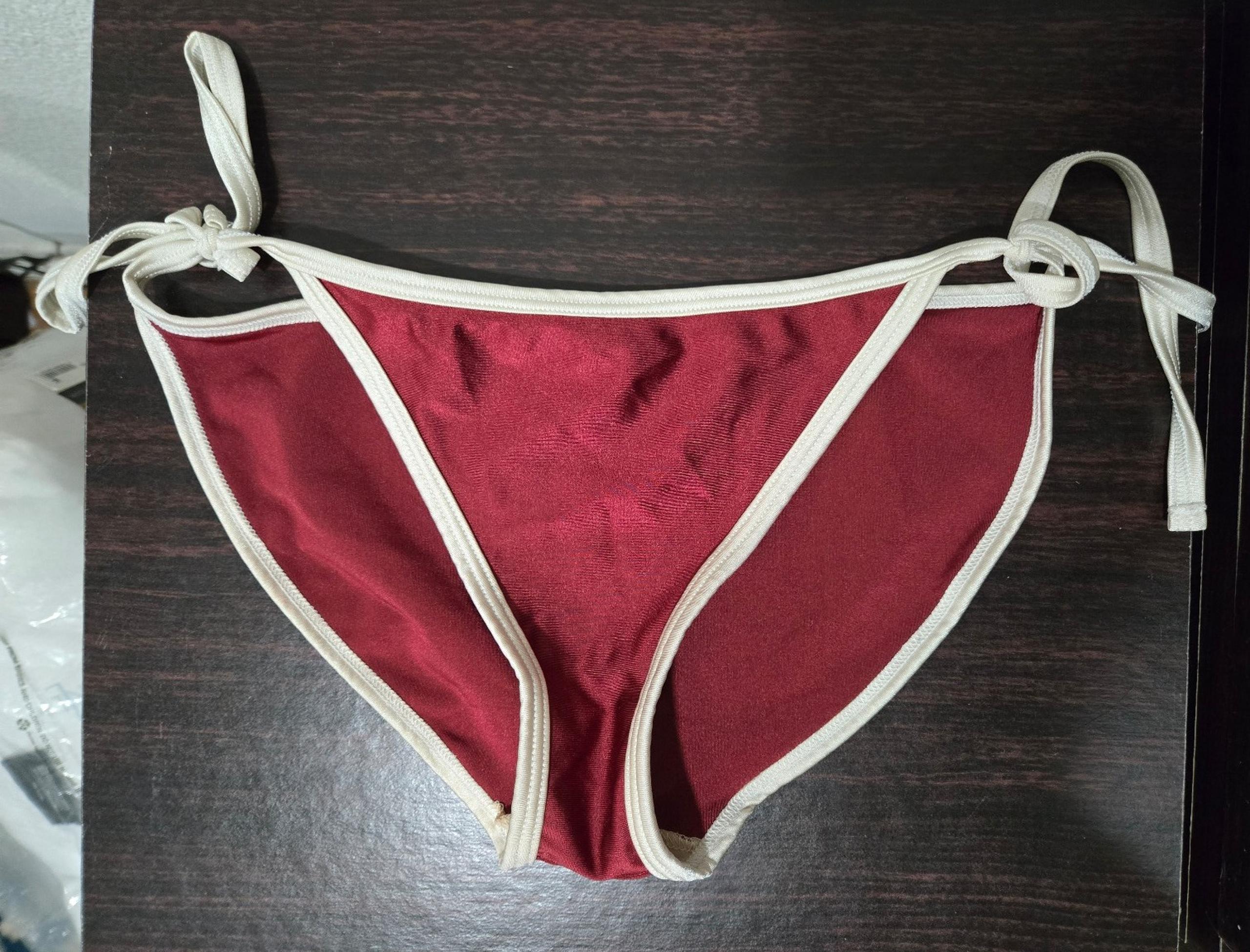 American Apparel Burgundy and Cream Bikini Bottom