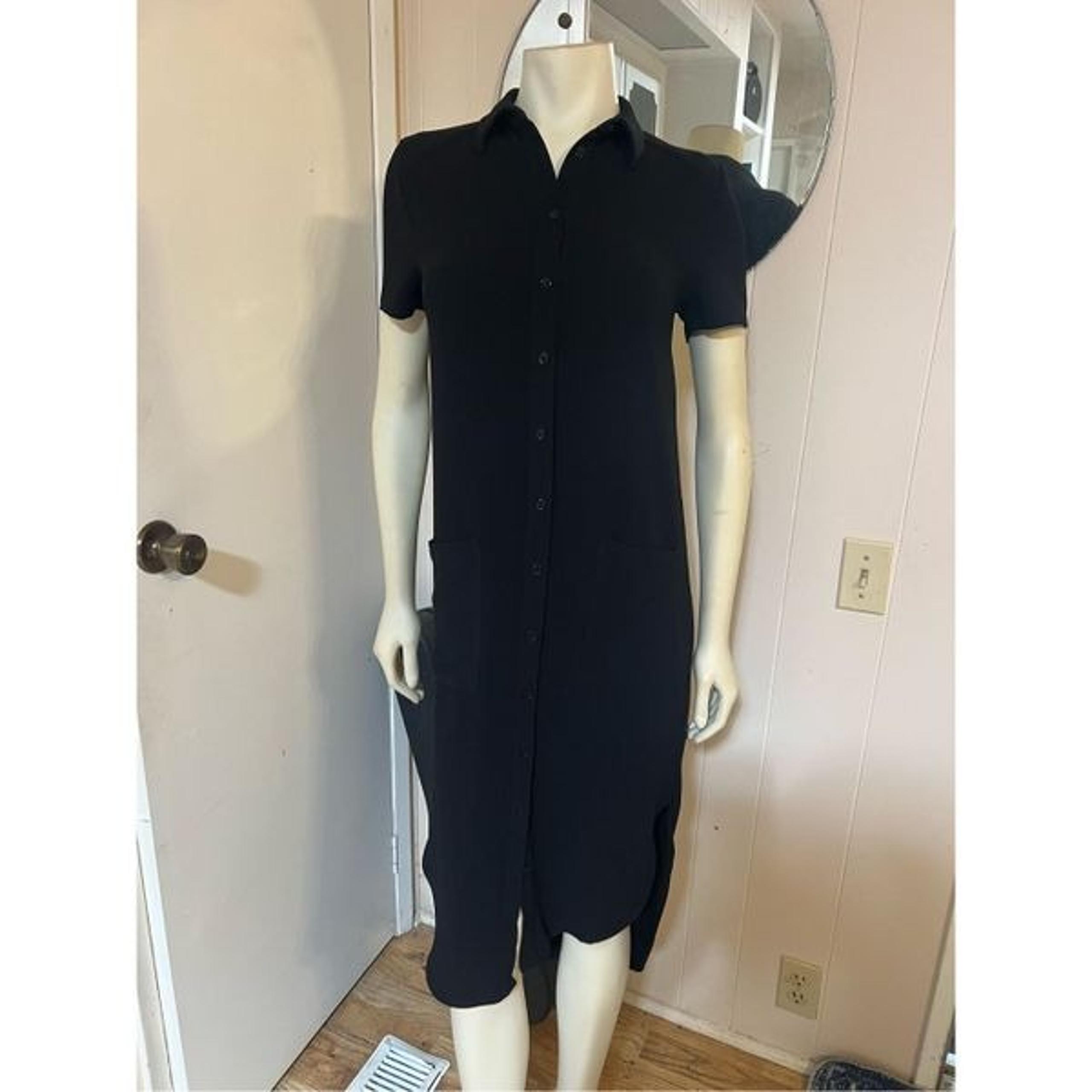 RARE Rachel Parcell black jersey high low maxi shirt dress S
