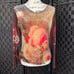 Amour by Love Los Angeles Floral Velvet Black Mesh Back Long Sleeve Top Sz 4