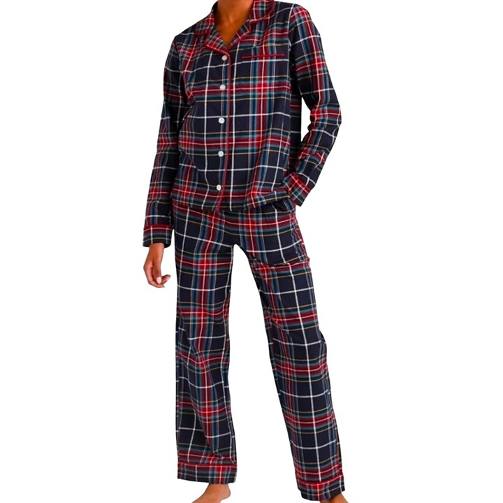 Vera Bradley Flannel Pajama Set Womens Size 2X Tartan Plaid 100% Cotton