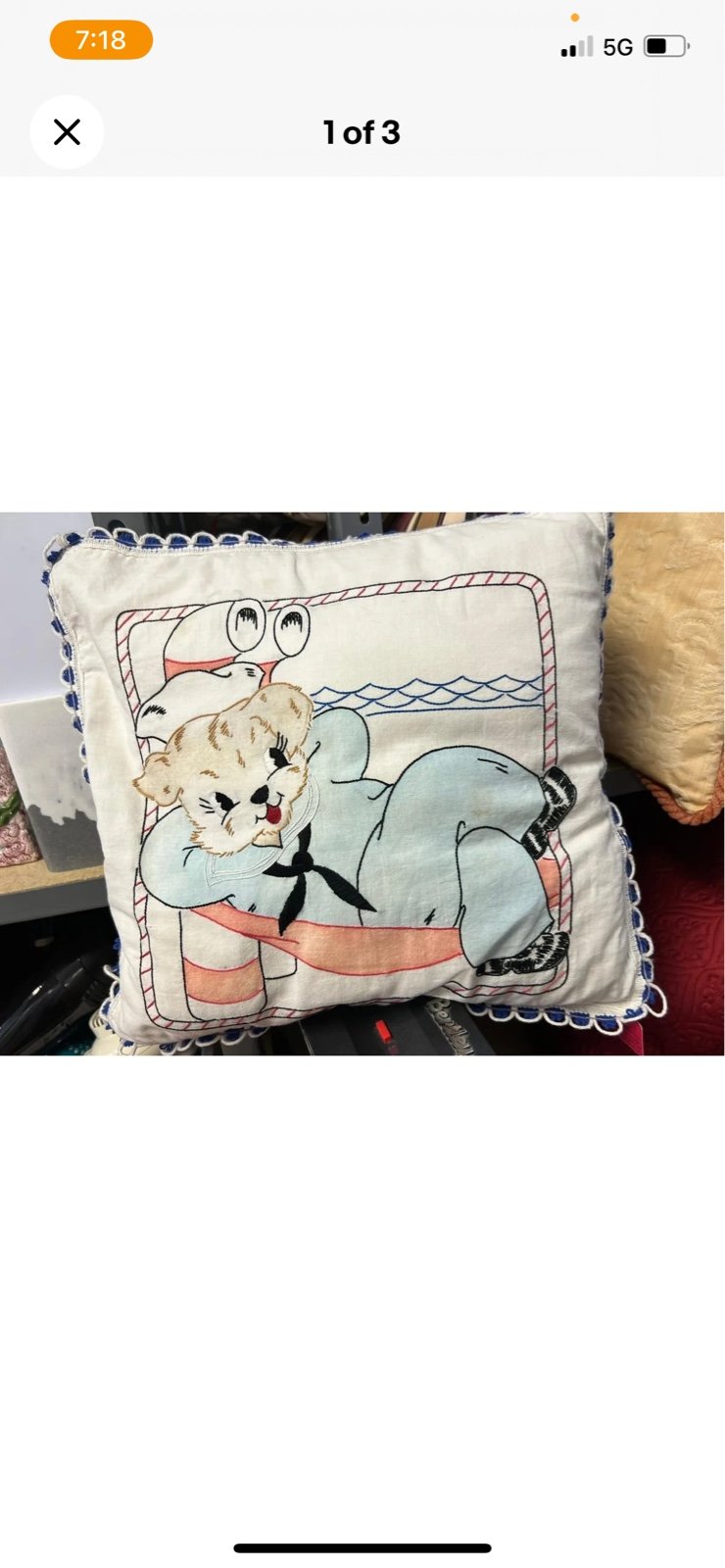 Antique navy bear or cat throw decorative pillow