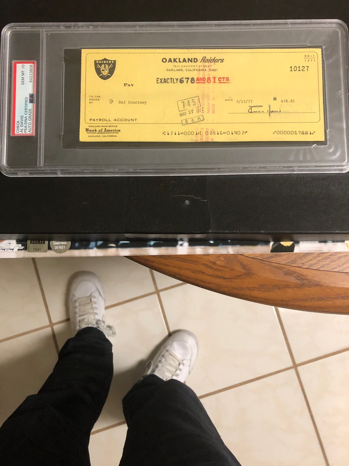 Al Davis Signed Payroll Check GEM MT 10