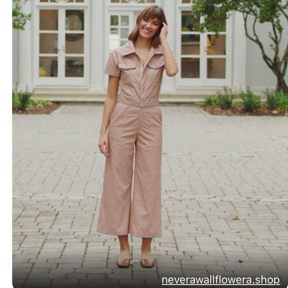 Never A Wallflower Pink Faux Leather Jumpsuit Flare Leg Women's Size XS NWT