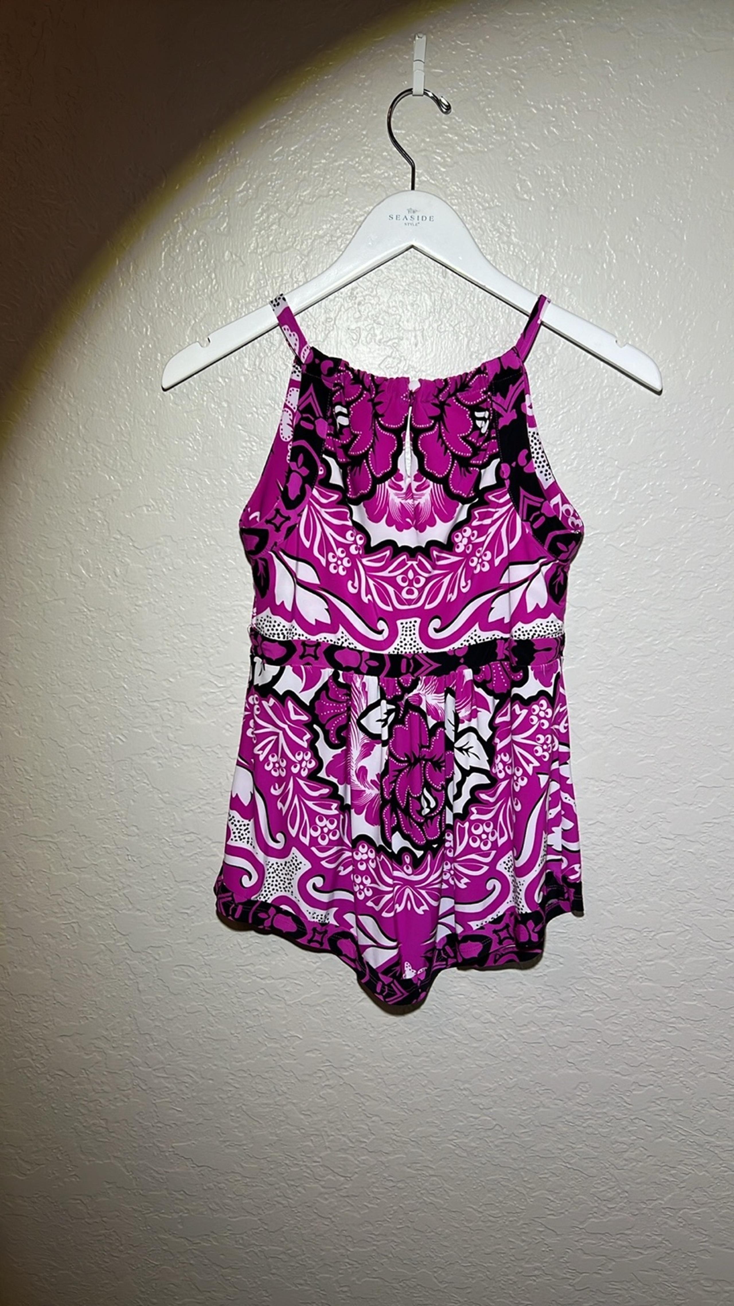 INC | Pink White Black Outlined Halter Top