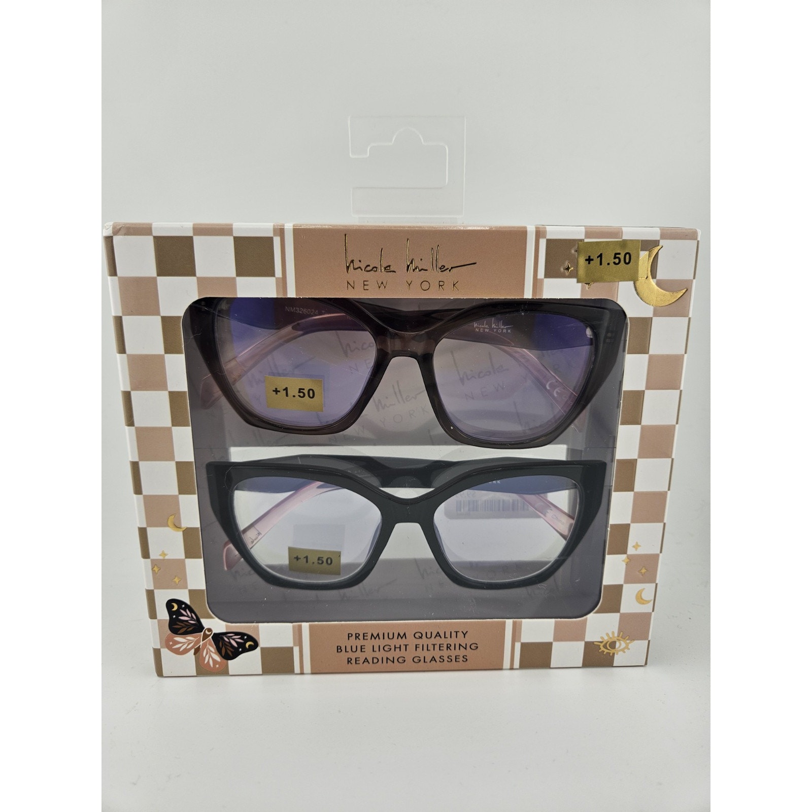 Nicole Miller New York Designer Reading Glasses 1.50 Blue Light Filtering NEW