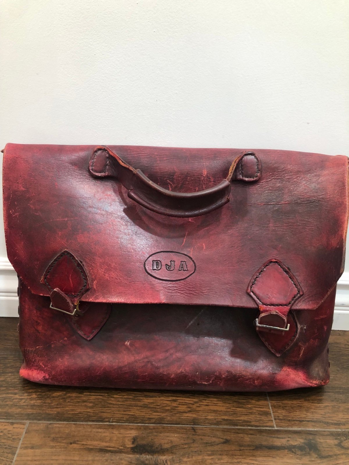 Vintage Leather Messenger Bag, Satchel.